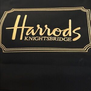 Harrods Knightsbridge Black Tote Bag Embroidered. Zips!!